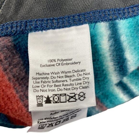 EDDIE BAUER Mens Green Orange Striped 1/4 Button Fleece Mock Neck Sweater US 2XL - Picture 9 of 9